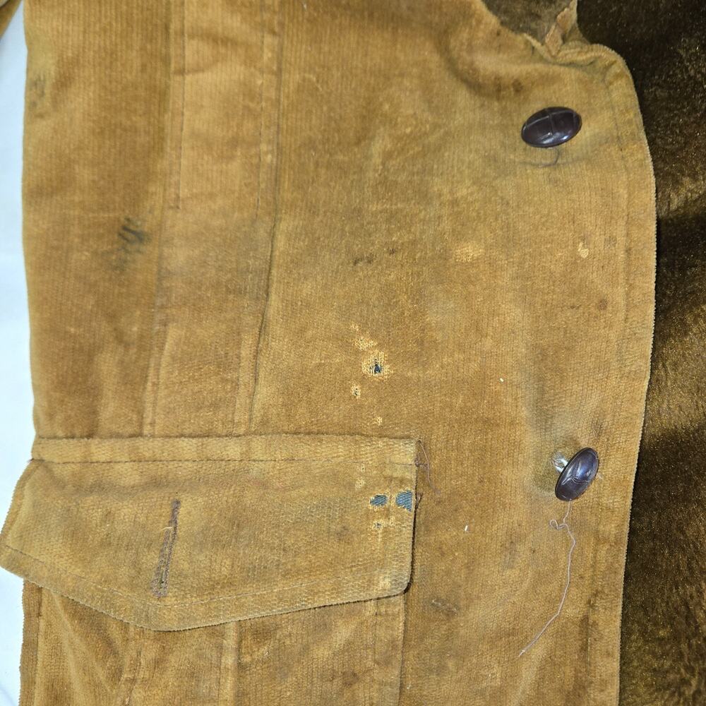 Vintage Distressed Corduroy Coat Put On Show Halloween Costume Prop Sz 22 Brown - Picture 8 of 16
